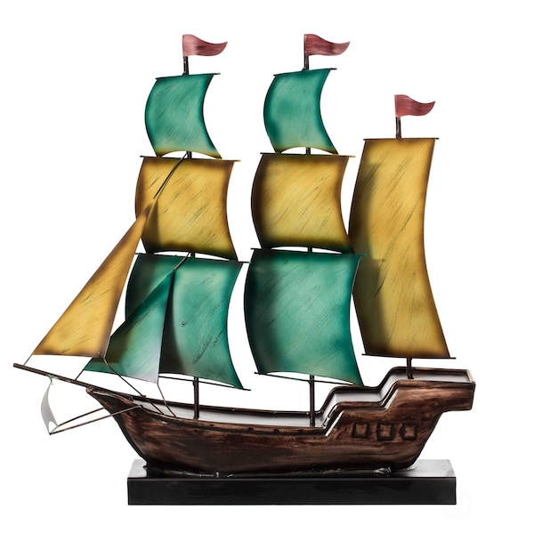 Vintiquewise Nautical Home Decor Metal Sailboat Centerpiece Ship Decor Desktop Decoration, Color QI004320-C - main